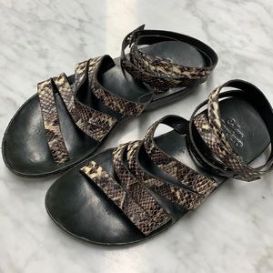 🌟 Calleen Cordero Snake Print Leather Gladiator 7